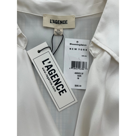 NWT Women's L'AGENCE Blouse M Ivory Silk Sleeveless Cowl Neck Top - Picture 2 of 7
